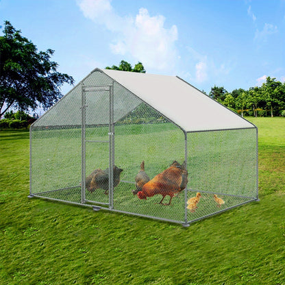 Buitenren Kip – Kippenren – Pluimvee Ren – Dierenren – Kippenhok – Metalen Constructie – Zonwerend Dak – Afmeting 3x8x2m