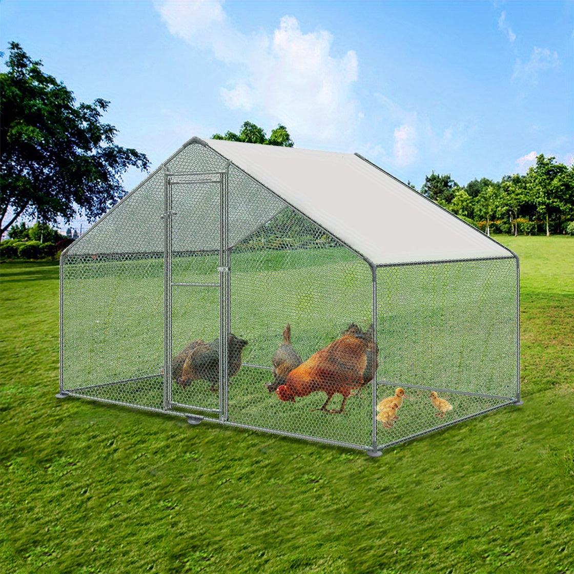 Kippenhok – Kippenren – Pluimveekooien – Buitenren – Dierenren – Metalen Frame – 3x6x2 Meter – Zonnebeschermend Dak
