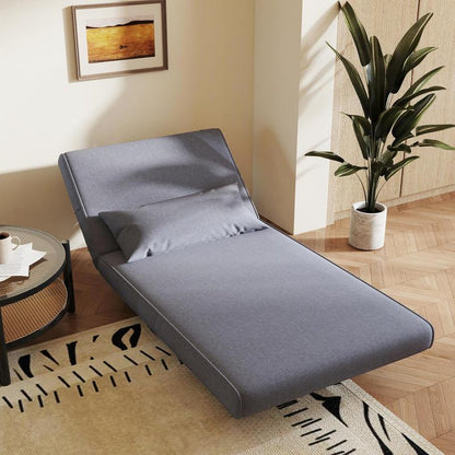 Easy-to-Assemble Modern Foldable Sleeper Sofa Bed - Adjustable Backrest Futon Couch with Thick 25D Foam, Space-Saving Scandinavian Design in Gray (-Like) & Pine Wood Legs for Small Apartments, Living Room, Bedroom, Office