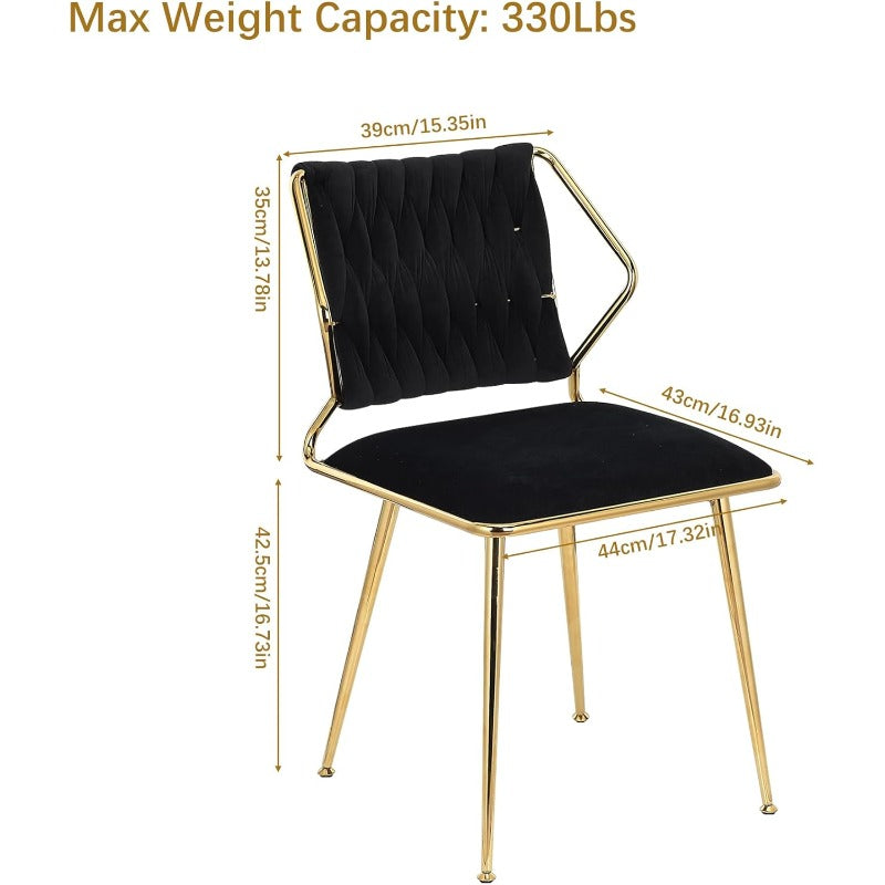 Fluwelen Eetkamerstoel – Stoel – Dining Chair – Armstoel – Zithoekstoel – Set van 2 – Ergonomisch Design – Gouden Metalen Poten