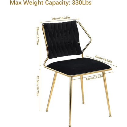 Fluwelen Eetkamerstoel – Stoel – Dining Chair – Armstoel – Zithoekstoel – Set van 2 – Ergonomisch Design – Gouden Metalen Poten