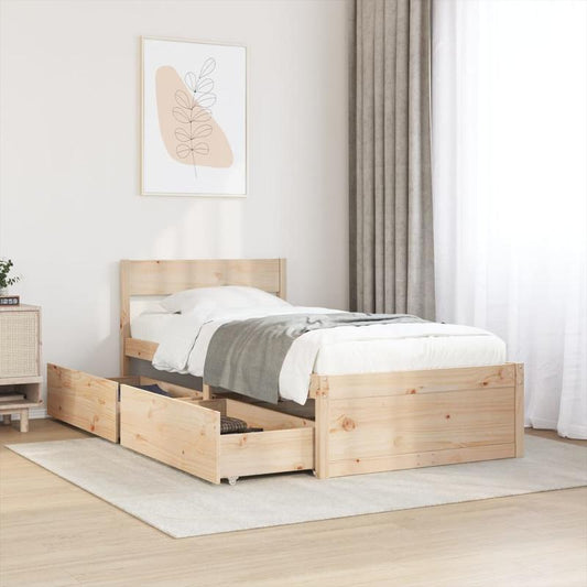 Bedframe – Bed – Bedbodem – Eenpersoonsbed – Slaapbank – Massief Dennenhout – 100x200 cm – Stevig & Geassembleerd
