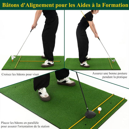 Golf oefenmat – golfmat – putting mat – trainingsmat – golf hitting mat – Realistisch grasgevoel – Antislip EVA-bodem – 152x92 cm – Inclusief tees en alignment sticks