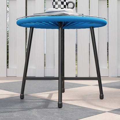 Bistroset Tuinset – Tuinmeubel Set – Tafel Met Stoelen – Balkon Meubilair – Terrasmeubilair – 2-Zits Met Geharde Glazen Tafel – Weerbestendig Blauw