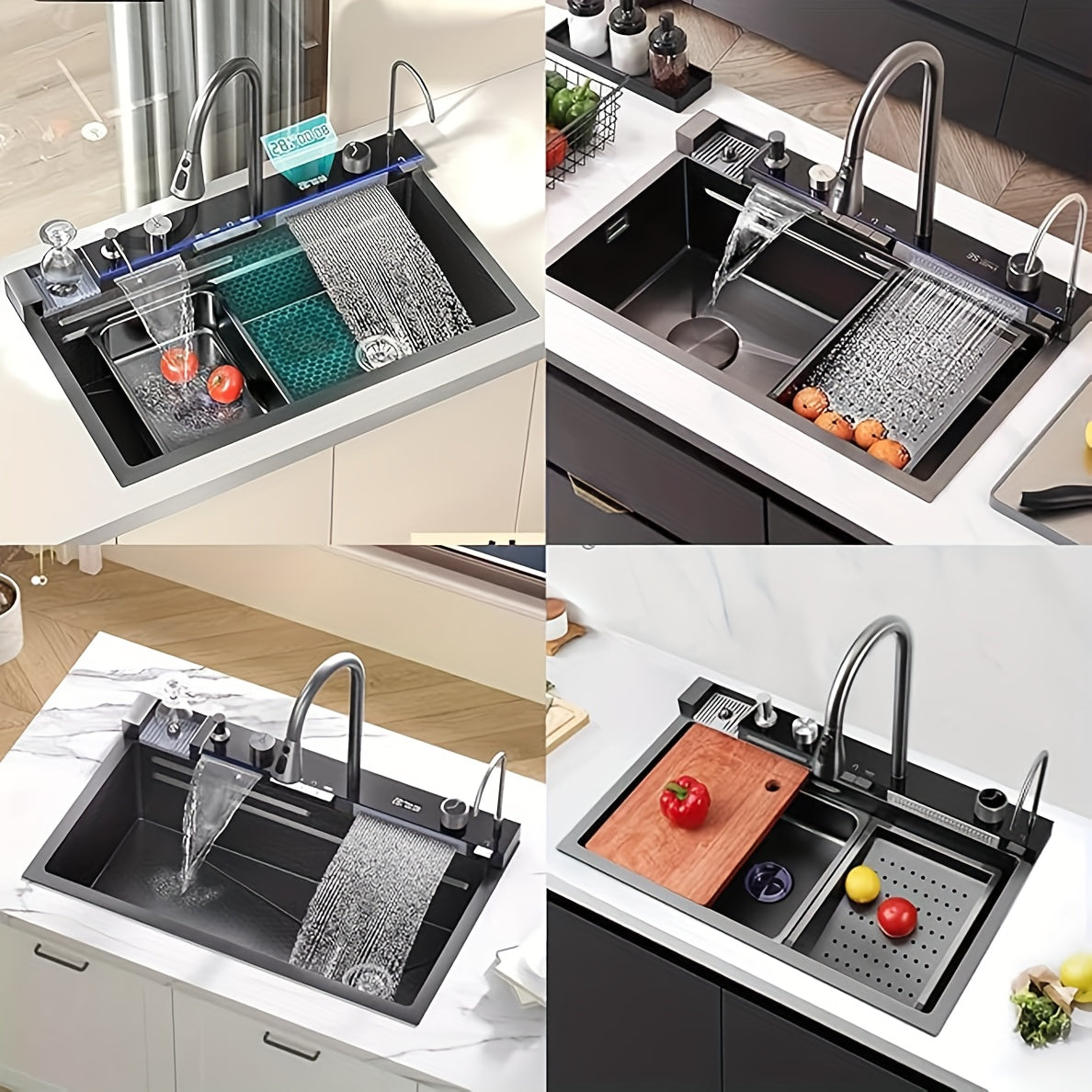 Keukenkraan – Keukenmengkraan – Spoelbak – Mengkraan – Waterkraan – Roestvrij Staal – Waterval Uitloop – Inbouw Design