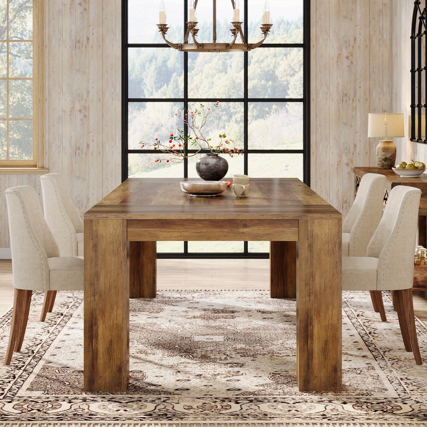 Eettafel – Tafel – Eetkamertafel – Keukentafel – Tafelblad – Rustiek-Modern – 160x80 cm – Massief Hout & Spaanplaat – Krasbestendig – Stevige Poten
