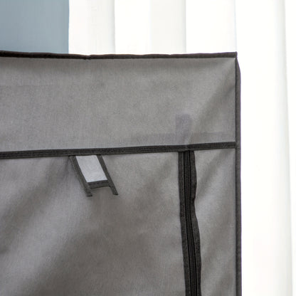 Opvouwbare Kledingkast – Garderobekast – Kleerkast – Stoffen Kast – Opbergkast – Donkergrijs Niet-Geweven Stof – Stevig Metalen Frame – 125x43x162,5 cm – Ruimtebesparend & Draagbaar