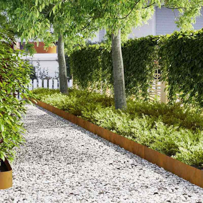 Landschapsrand – Tuinborder – Opritafscheiding – Padafbakening – Tuinbestrating – Weerbestendig Staal – 20-delige Set Bruin