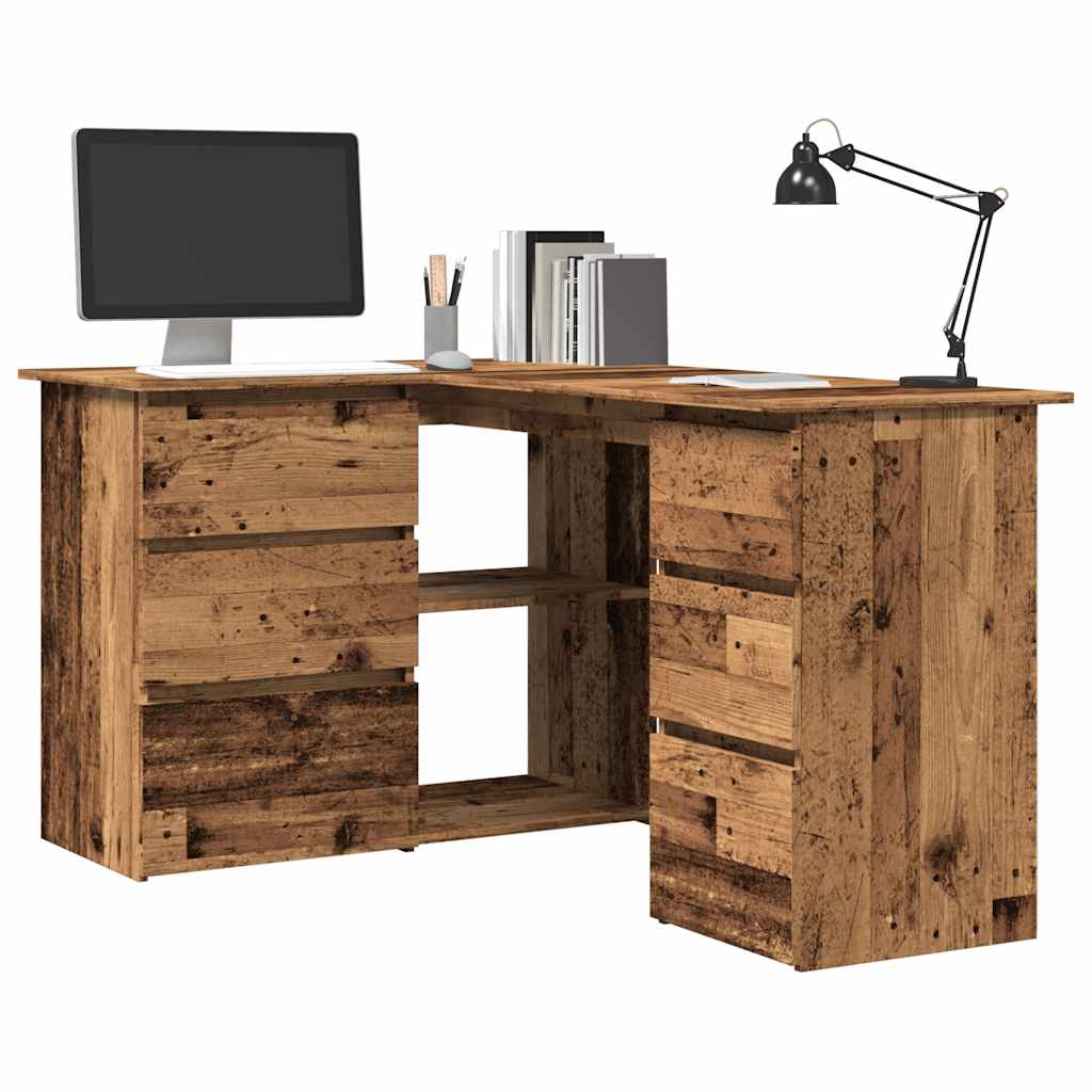 Hoekbureau – Hoektafel – Computerbureau – Bureautafel – L-vormig Bureau – Hoogwaardig Hout – 2 Deuren & 4 Lades – Ruime Werkplek