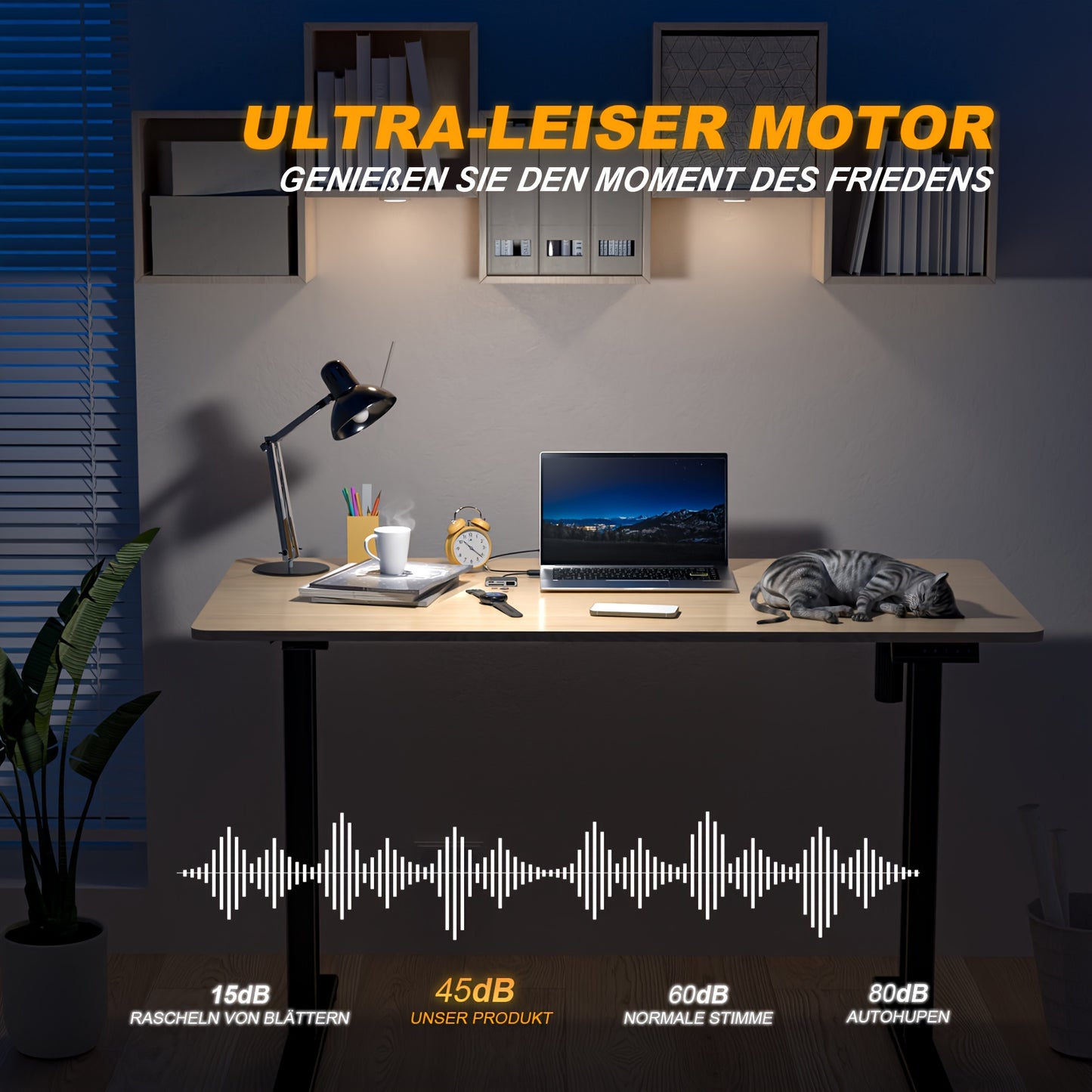 Elektrisch Zit Sta Bureau – Verstelbaar Bureau – Staand Bureau – Elektrisch Bureau – Computerbureau – 3-Snelheden Hoogteverstelling – Geluidloze Motor & Kabelmanagement – Wit/Lichtbruin Houtvezelpanelen