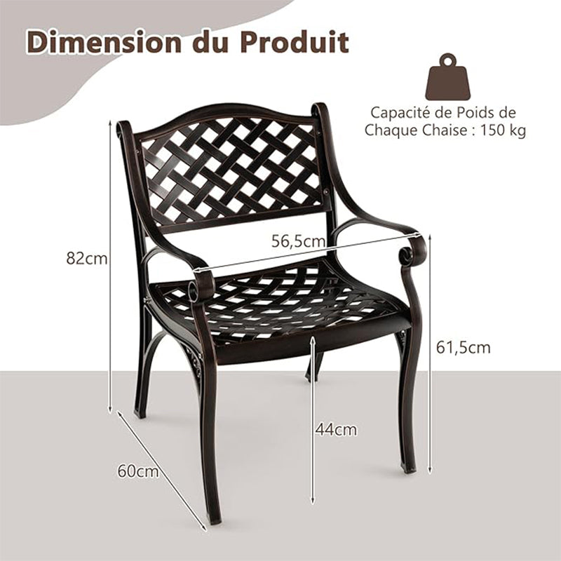 Aluminium Tuinstoelen – Tuinstoelen – Terrasstoelen – Buitenstoelen – Eetkamerstoelen – Weerbestendig Aluminium – Verstelbare Voetpootjes – Set Van 2