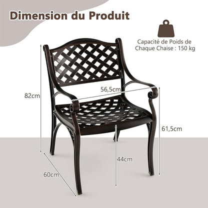 Aluminium Tuinstoelen – Tuinstoelen – Terrasstoelen – Buitenstoelen – Eetkamerstoelen – Weerbestendig Aluminium – Verstelbare Voetpootjes – Set Van 2
