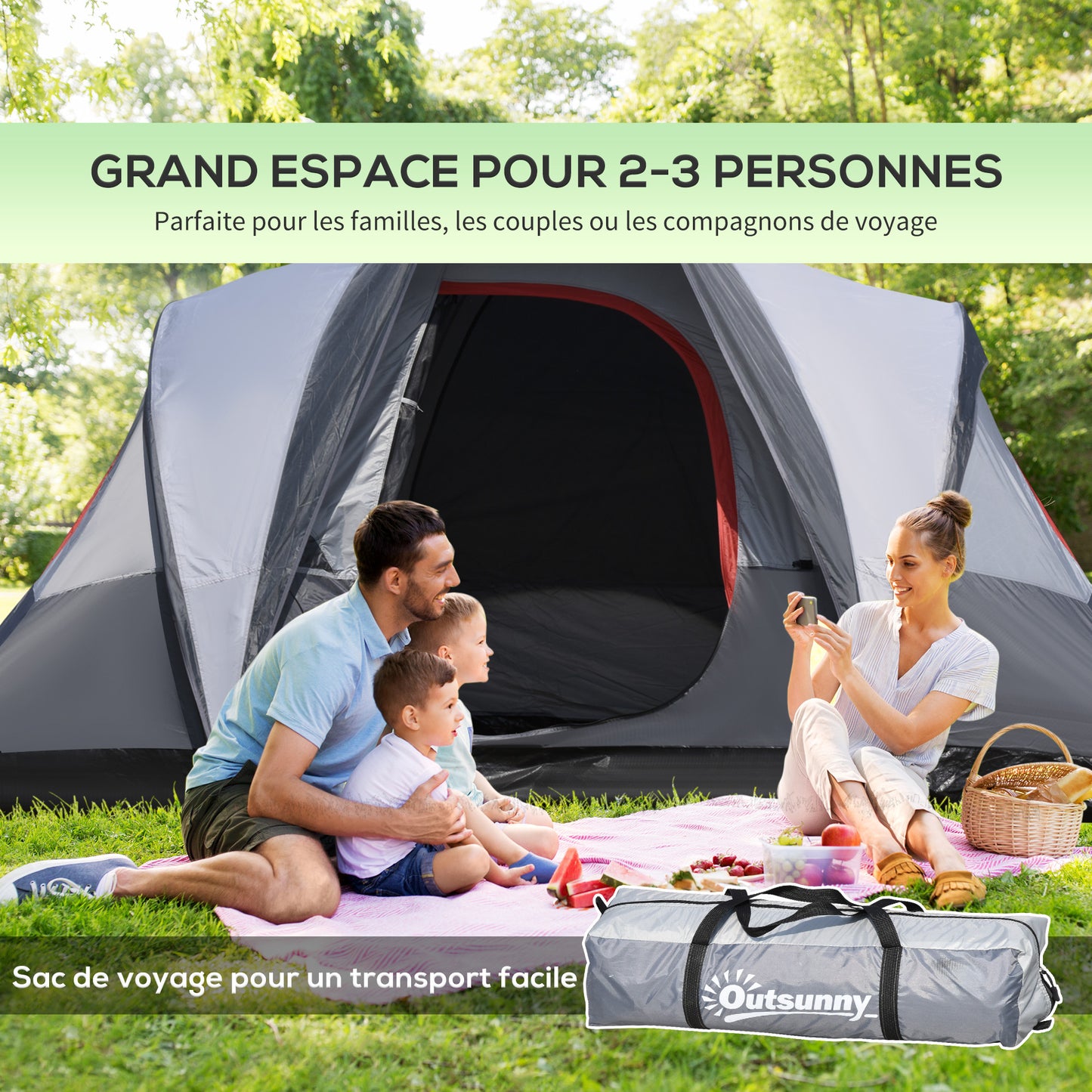 2-3 Persoons Tent – Kampeertent – Vouwtent – Outdoor Tent – Vissertent – Ruim & Lichtgewicht – Ventilerende Ramen – Grijs
