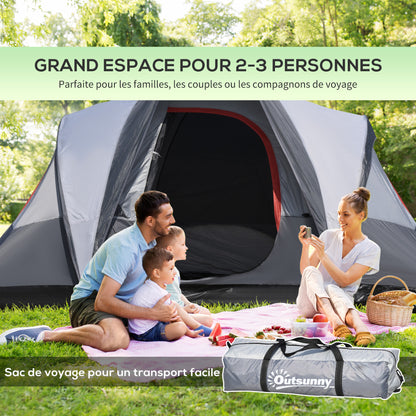 2-3 Persoons Tent – Kampeertent – Vouwtent – Outdoor Tent – Vissertent – Ruim & Lichtgewicht – Ventilerende Ramen – Grijs