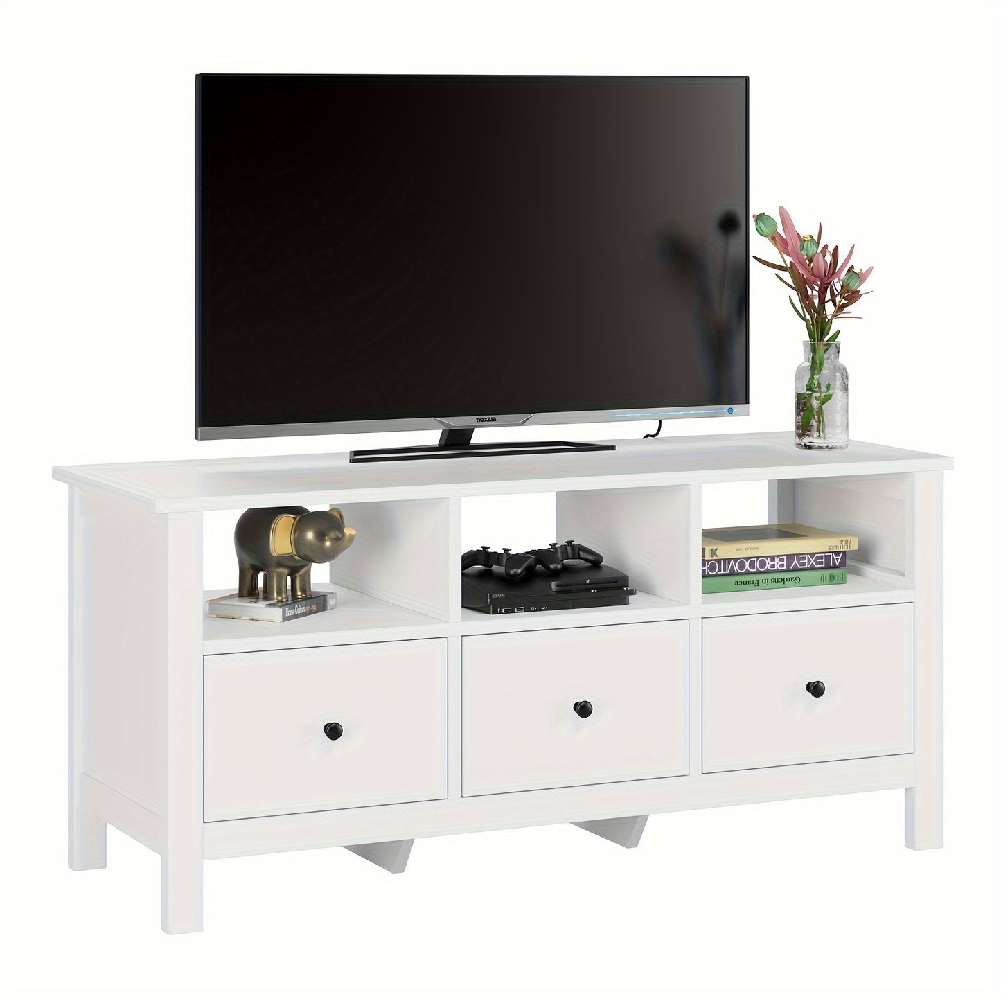 Tv-meubel – Tv-kast – Mediameubel – Tv-meubel met Laden – Dressoir – Modern Wit – Stevig MDF & Houtplaat – 4 Laden & Open Planken