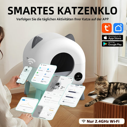 Automatische Kattenbak – Zelfreinigende Kattenbak – Elektrische Kattenbak – Kattenbak met App – XXL Kattenbak – Extra Grote Capaciteit 100L – Slimme Monitoring