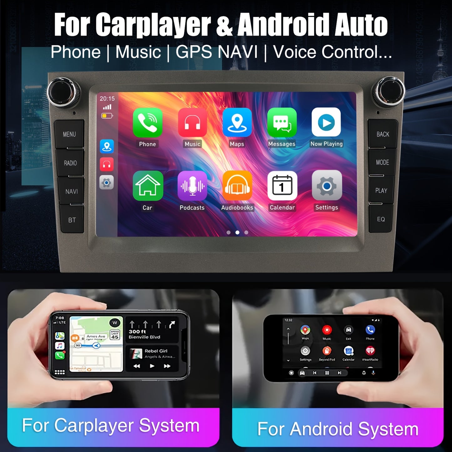 Autoradio – 2DIN Radio – Auto Stereo – Multimedia Speler – Touchscreen – 17,78 cm – Android 14 – Draadloos CarPlay & Android Auto