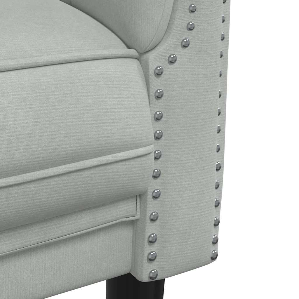 3-zitsbank – 3-zits sofa – gestoffeerde bank – zitbank – velours bank – lichtgrijs – zacht fluweel – comfortabel zitcomfort