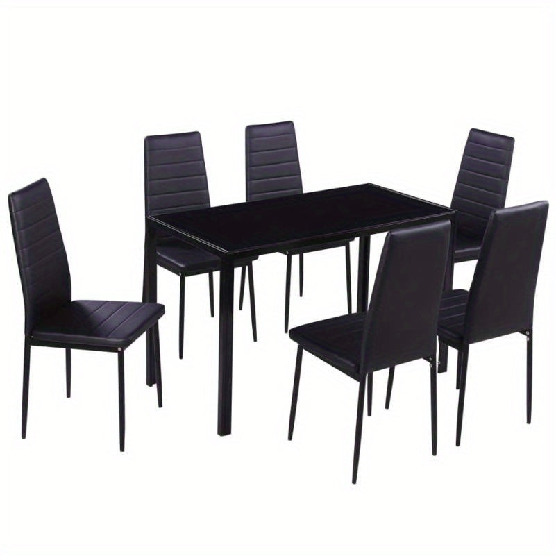 Eetkamerstoel – Eetkamerstoelenset – Stoel – Keukenstoel – Kuipstoel – Set van 7 – Zwart – Comfortabele Stoelen – Modern Design