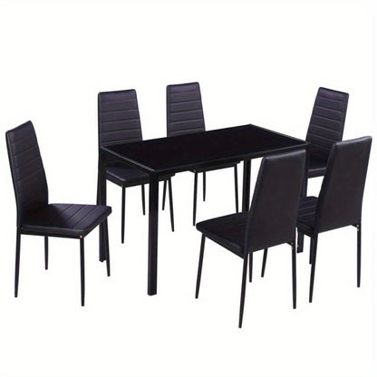 Eetkamerstoel – Eetkamerstoelenset – Stoel – Keukenstoel – Kuipstoel – Set van 7 – Zwart – Comfortabele Stoelen – Modern Design