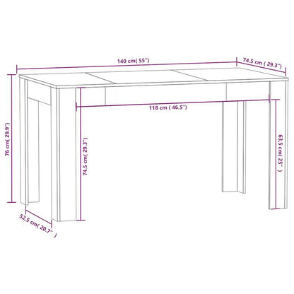 Eettafel – Tafel – Eetkamertafel – Keukentafel – Houten Tafel – Rechthoekig – 140x74,5 cm – Massief Hardhout – Onderhoudsvriendelijk Oppervlak – Grijs – Stevig – Klassiek Minimalistisch Design