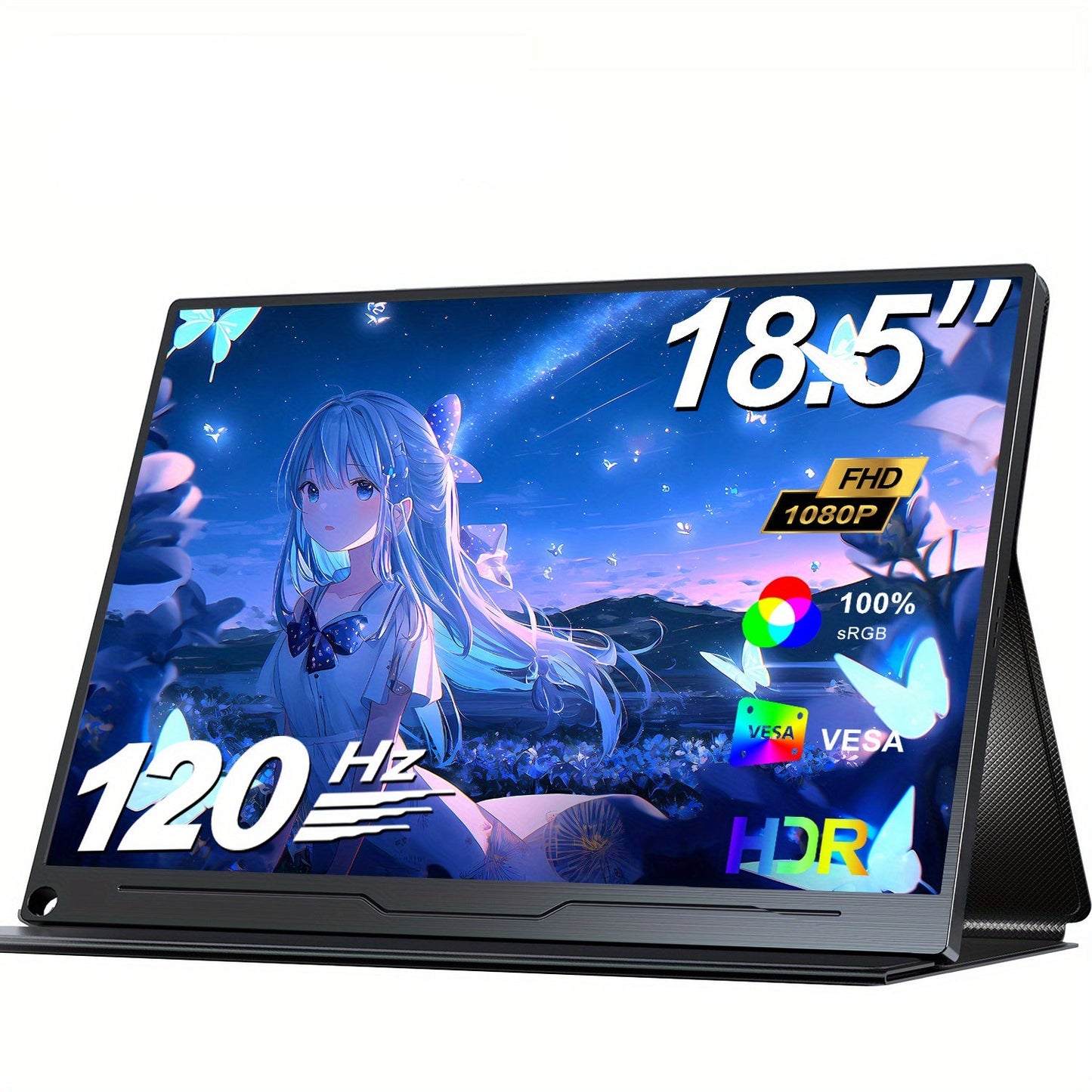 Portable Monitor – Monitor voor Laptop – Extra Scherm Laptop – Draagbaar Beeldscherm – Mini Monitor – 18,5 inch – 120Hz verversingssnelheid – 100% sRGB HDR ondersteuning