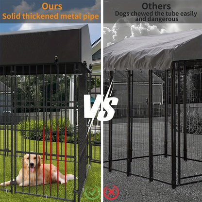 Hondenkennel XXL – Hondenren – Hondenhok – Dierenkooi – Hondenbench – Zwaar Metaal – UV-Resistente Waterdichte Overkapping – 127x120x165cm