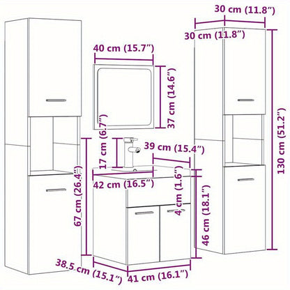 Badkamermeubelset – Badkamermeubels – Badkamerkast – Badkamermeubilair – Badkamermeubel 5-delig – Betongrijs – Duurzaam Hout – Onderhoudsvriendelijk