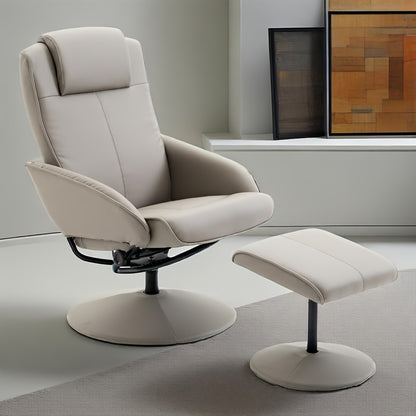 Draaifauteuil – Fauteuil – Loungestoel – Relaxstoel – Zithoekstoel – 360° Draaibaar – Verstelbare Voetensteun – Grijs Stof – Metaal – 78x71x101 cm
