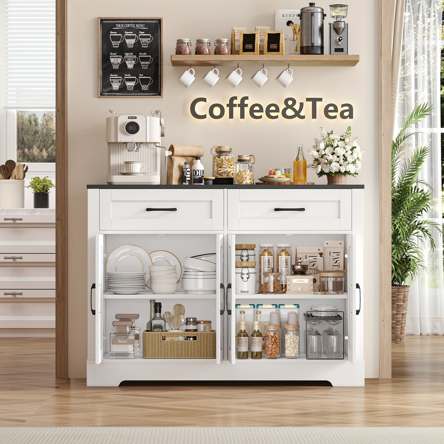 Dressoir – Sideboard – Buffetkast – Opbergkast – Ladekast – Modern Design – 120x40x87 cm – Hout & Spaanplaat
