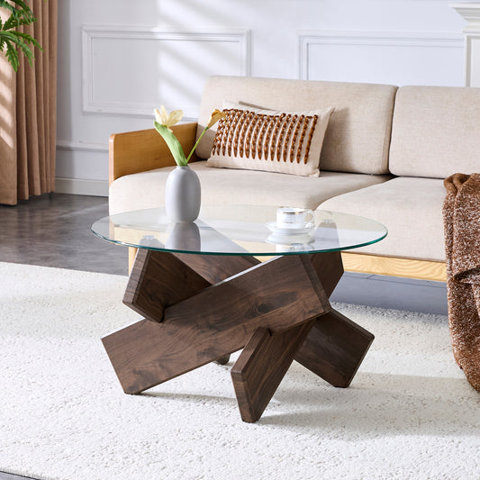 Ronde Salontafel – Glazen Tafel – Koffietafel – Moderne Tafel – Bijzettafel – Diameter 79 cm – 0,8 cm Gehard Glas – Zwarte Metalen Poten – Direct Gemonteerd