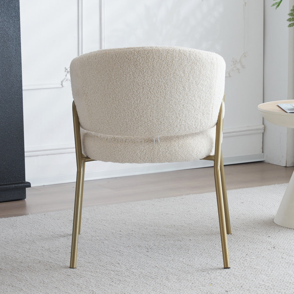 Eetkamerstoelen – Dining Stoelen – Keukenstoelen – Kantoorstoelen – Set van 2 Wit met Gouden Accenten – Stevige Metalen Poten – Gemakkelijk Schoon Te Maken