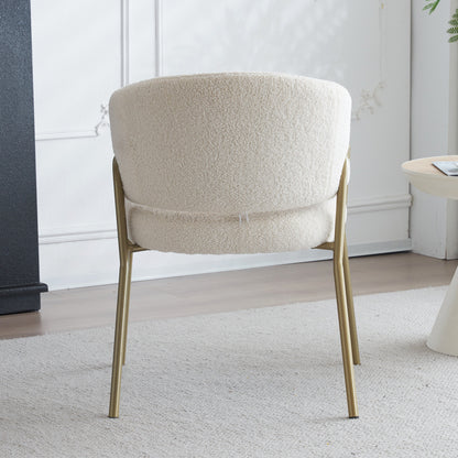 Eetkamerstoelen – Dining Stoelen – Keukenstoelen – Kantoorstoelen – Set van 2 Wit met Gouden Accenten – Stevige Metalen Poten – Gemakkelijk Schoon Te Maken