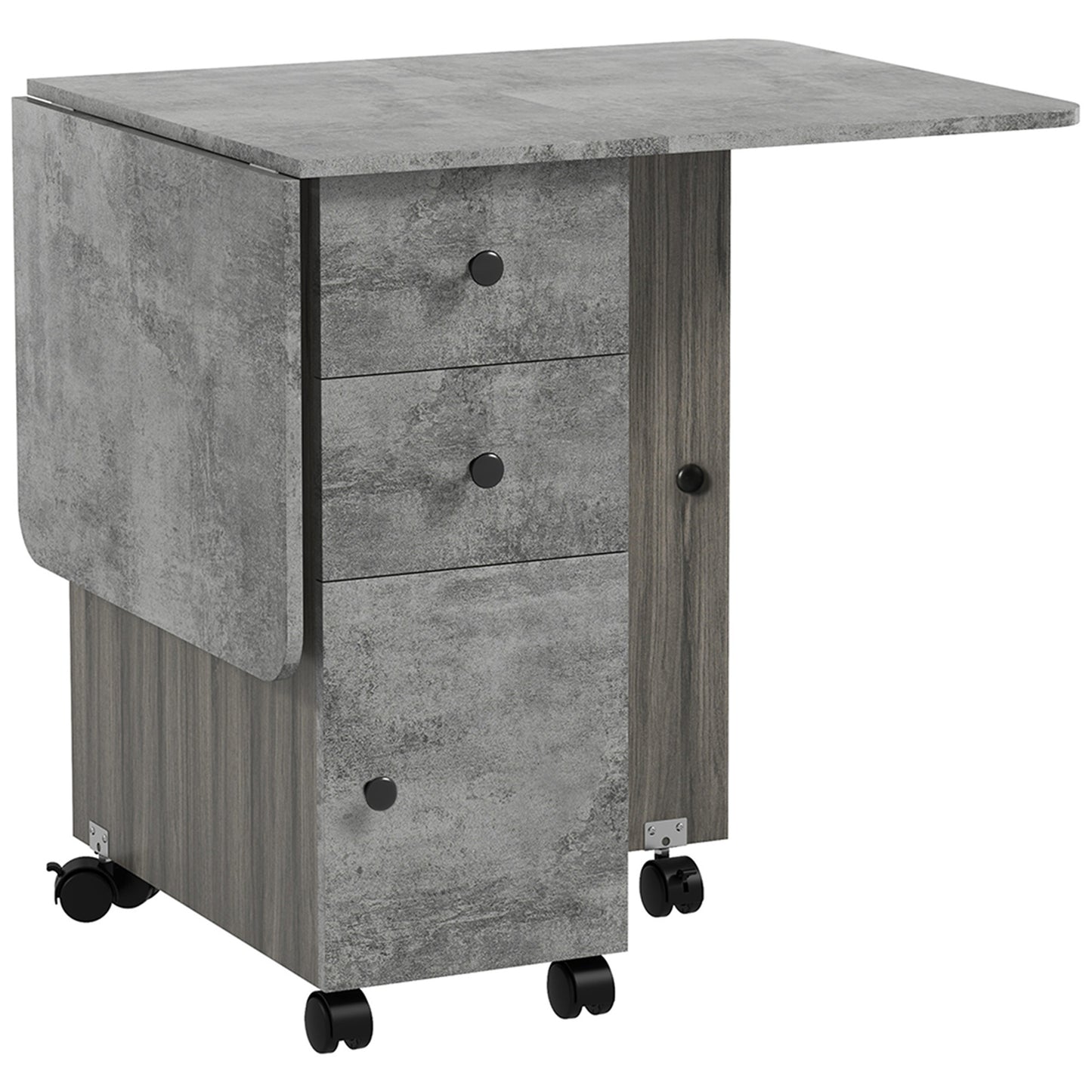 Opvouwbare Keukentafel – Uitklapbare Eettafel – Vouwtafel – Klaptafel – Uitschuifbare Tafel – Met 2 Laden En 1 Kast – Compact 120x60x76,5 cm – Grijs