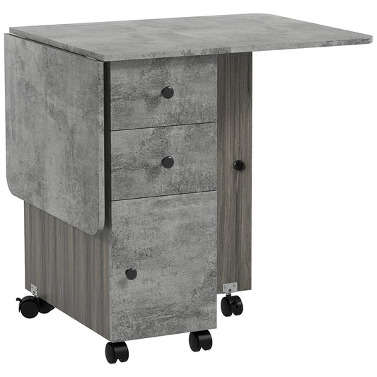 Opvouwbare Keukentafel – Uitklapbare Eettafel – Vouwtafel – Klaptafel – Uitschuifbare Tafel – Met 2 Laden En 1 Kast – Compact 120x60x76,5 cm – Grijs