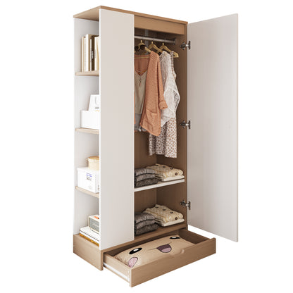 Kledingkast – Garderobekast – Opbergkast – Draaideurkast – Slaapkamerkast – Compact 70x40x170 cm – Metalen Constructie Wit