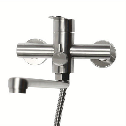 TOOL1SHOOO 22.5cm Brushed Chrome Bath Mixer Faucet - 360° Swivel Wall-Mounted Shower Head with 2 Spout Modes, Modern Design for Home Bathrooms, Hotels, Spas & Gyms, Bathroom Upgrade, Sleek Bathroom Style, Durable Bathroom Fi