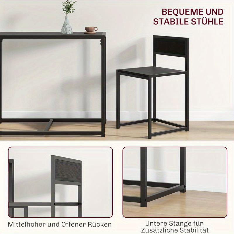 Bartafelset – Bartafel – Barkrukken – Barstoelen – Barmeubel – Variant 835-136V80BK – Compact 90x47x76 cm – Duurzaam Metaal-Hout Design