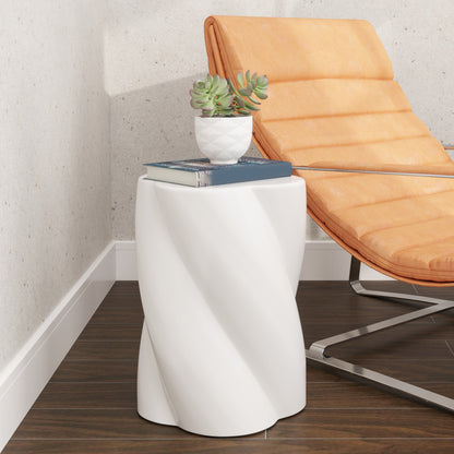 Keramische Tuinstoel – Tuinkruk – Bijzettafel – Voetenbank – Plantenstandaard – Wit – Weerbestendig – Draagvermogen 120 kg – Ø33x45 cm