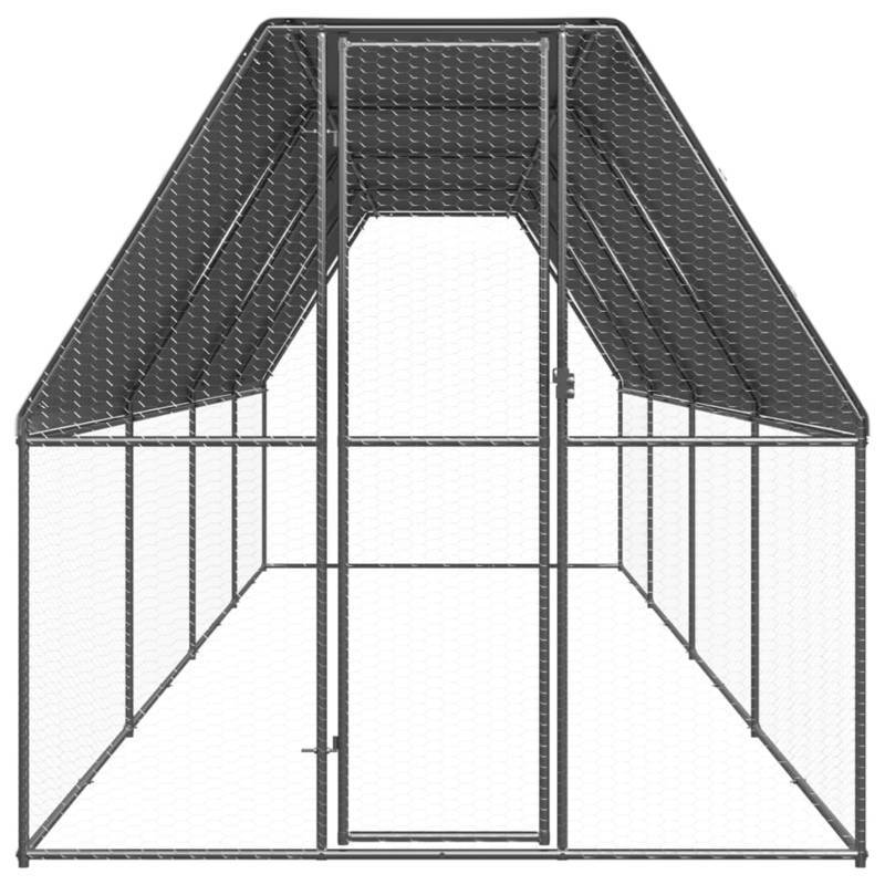 Buitenren Kip – Kippenren – Kippenhok – Hennenren – Kippenkooi Argento – Galvaniseerd Staal – 2x8x2 Meter – Duurzaam & Veilig