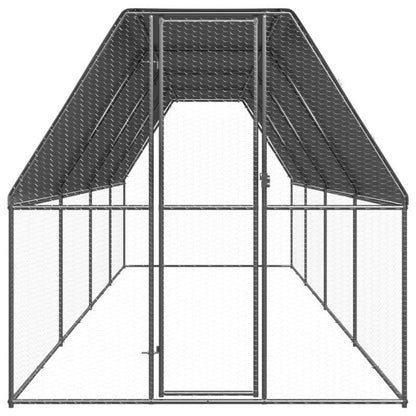 Buitenren Kip – Kippenren – Kippenhok – Hennenren – Kippenkooi Argento – Galvaniseerd Staal – 2x8x2 Meter – Duurzaam & Veilig