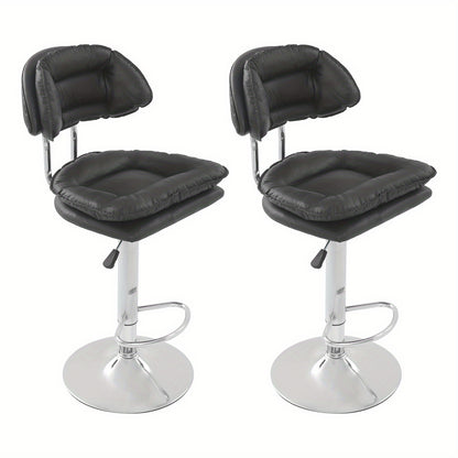 Barstoel – Barkruk – Barstoel Kruk – Barstoelen – Keukenstoel – Zwart Donkergrijs – Verstelbare Zithoogte 62-82 cm – 360° Draaibaar – Set van 2
