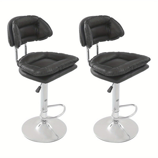 Barstoel – Barkruk – Barstoel Kruk – Barstoelen – Keukenstoel – Zwart Donkergrijs – Verstelbare Zithoogte 62-82 cm – 360° Draaibaar – Set van 2