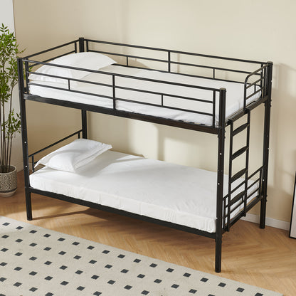 Stapelbed – Hoogslaper – Kinderbed – Tweekoonsbed – Etagenbed – Gedeeld Bed – Met Veiligheidsleuningen – Stevig Metalen Frame – 90x200 cm – Omschakelbaar tot 2 Eenpersoonsbedden