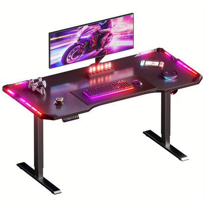 Elektrisch Verstelbaar Zit-Sta Bureau – Bureaumeubel – Gamersbureau – Werkplek Bureau – Staand Bureau – Carbon Fiber Tafelblad – Elektrische Hoogteverstelling 119,4 cm