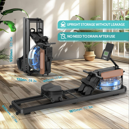 Waterroeimachine – Roeitrainer – Fitnessapparaat – Trainingsmachine – Compact – 6 Waterweerstanden – Inklapbaar - QUORE