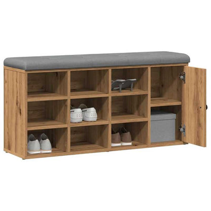 Modern Solid Wood Shoe Bench with Cushioned & Storage - Heavy-Duty Entryway Bench, Particle Board-Free, Oak (102x32x50cm) - Freestanding Hallway Furniture, Shoe Cabinet for Hallway or