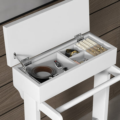 Kledingrek – Kledingstandaard – Jasrek – Garderoberek – Staande Kapstok – Wit Houten Design – Met Opbergruimte en Schoenenrek – Compact en Duurzaam