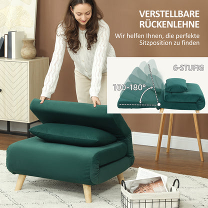 Relaxfauteuil – Slaapfauteuil – Relaxstoel – Ligstoel – Donkergroen – Verstelbare Rugleuning – Stevig Metalen Frame tot 120 kg