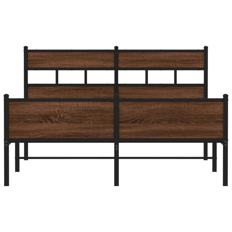 Bed frame without mattress in Brown Oak Metal 160x200cm